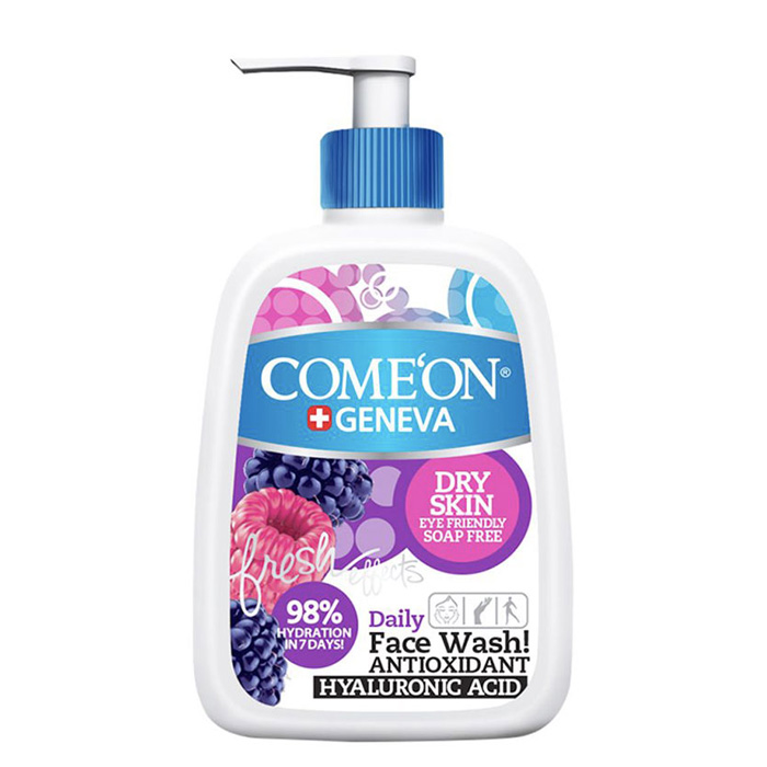 comeon-6260623339732 ژل شستشوی صورت کامان مخصوص پوست های خشک با عصاره تمشک