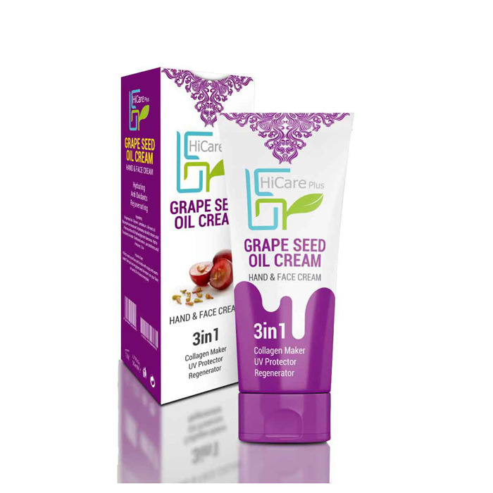 hicare-6269698400040 کرم دست و صورت روغن هسته انگور هایکر پلاس