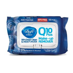 دستمال مرطوب پاک کننده آرایش Q10 دافی طرح بلوبری تعداد 50 برگ