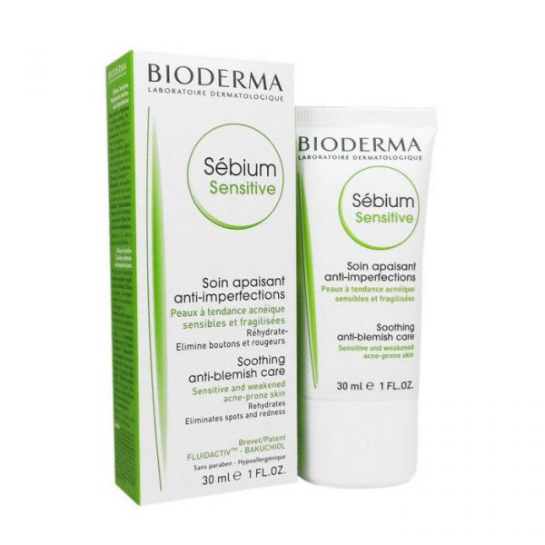 کرم ضد التهاب و مرطوب کننده پوست مستعد آکنه بایودرما مدل Sebium Sensitive حجم 30 میلی لیتر