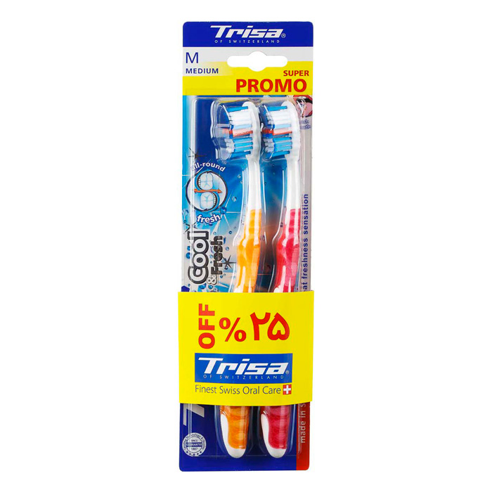 مسواک دو عددی تریزا مدل cool and fresh با برس متوسط														medium toothbrush coles & fresh double triple trisat