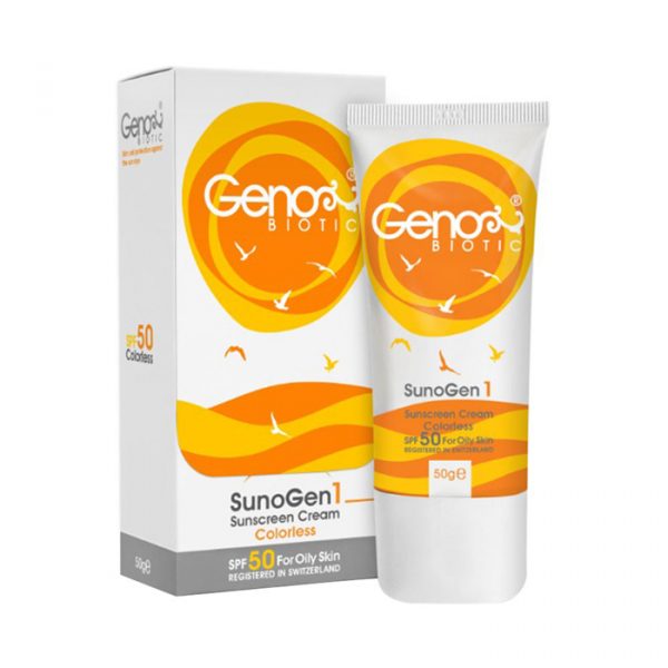 ضد آفتاب مخصوص پوست چرب و مختلط ژنوبایوتیک SPF 50 بی رنگ