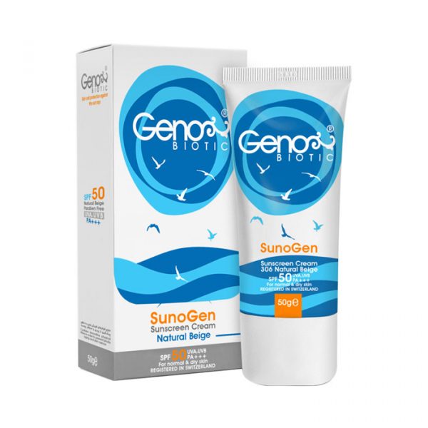 ضد آفتاب مخصوص پوست خشک و مختلط ژنوبایوتیک SPF50 - بژ طبیعی