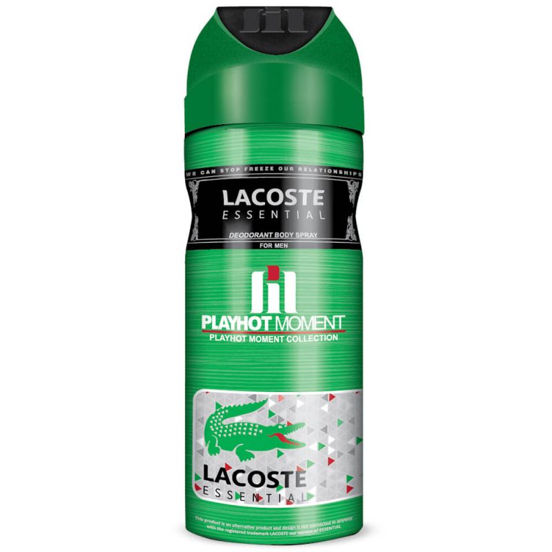 اسپری دئودورانت مردانه پلی هات مومنت مدل Lacoste Esential حجم 200 میل