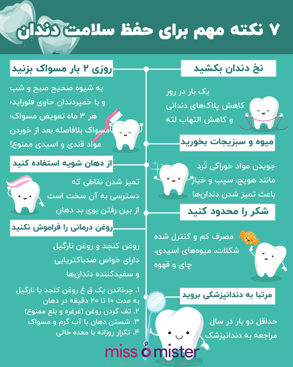 اینفوگرافیک راه های حفظ سلامت دندان